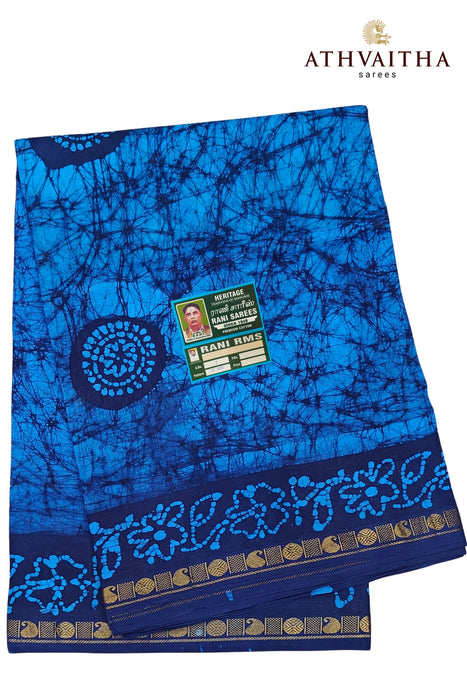 Rani Sungudi Madurai Cotton Shibori With Contrast 1inchZari Border  - 10.5Yards Madisar
