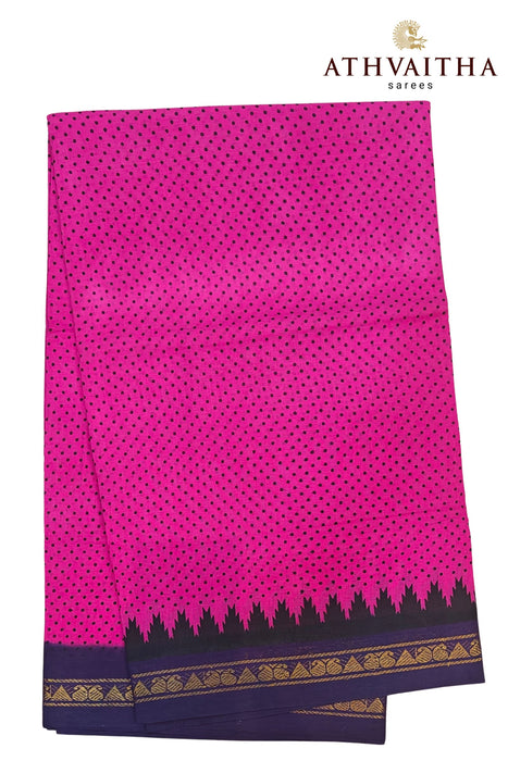 Madurai Sungudi Sarees Small 1 Dot With Contrast Doubleside Zari Border
