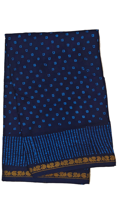 Rani Sungudi Saree Doubleside 1inch Border Self - Chakra Bandini-DarkBlue