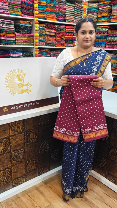 Rani Sungudi Cotton Saree With Doubleside Small self Border