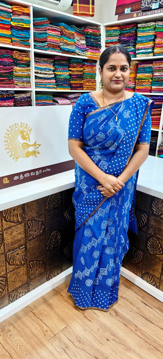 Rani Sungudi Saree Doubleside 1inch Border Self With Blouse