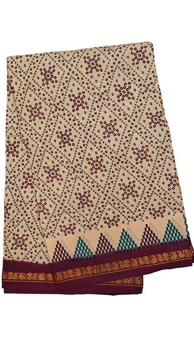 Rani 120's Hand Block Sungudi Cotton Sarees 1inch Border