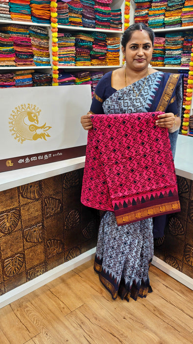 Rani Sungudi Cotton Saree One Side Small Border - Fancy Ragoli