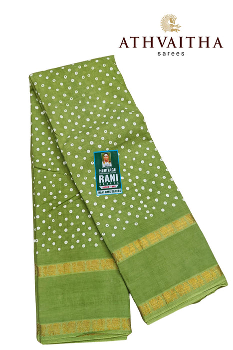 Rani Sungudi Cotton PolkaDot Doubleside Annamayil Border-Self