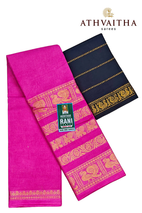 Rani Sungudi Sarees 120's Lotus Self Fancy Doubleside Border With Blouse