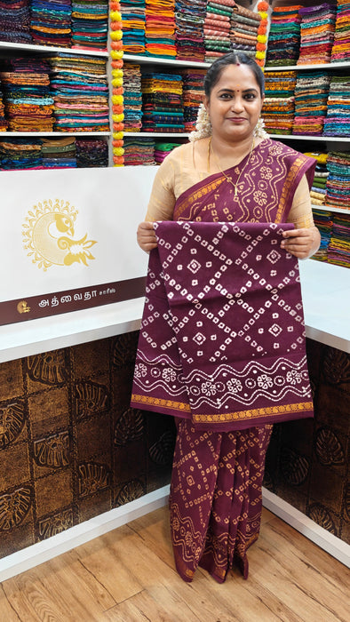 Rani Sungudi Saree Doubleside 1inch Border Self - Fancy Chakra Bandini