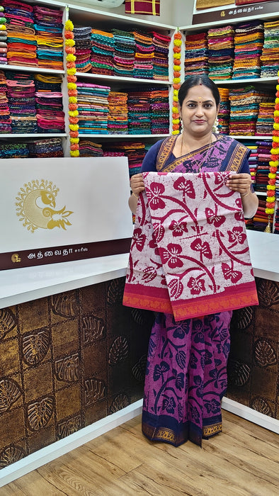 Heritage Rani Sarees 120 Count With Blouse-Flower Batik