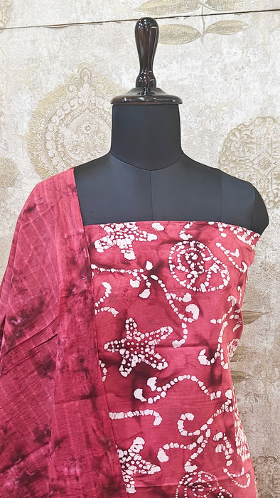 Rani Sungudi Cotton Salwar Material - Red
