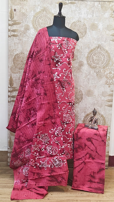 Rani Sungudi Cotton Salwar Material - Red