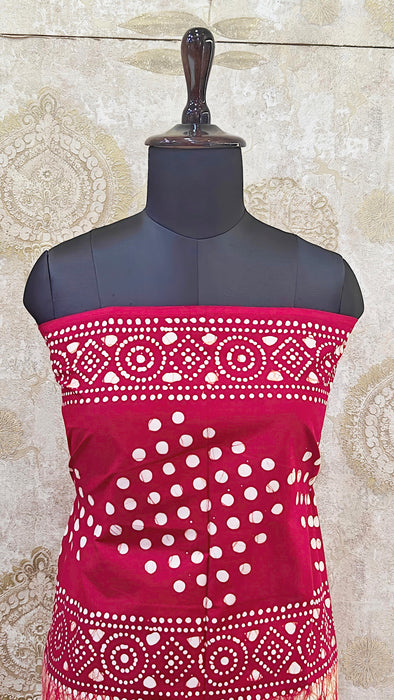 Rani 120's Soft Mul Mul Cotton Batic Top Material - Maroon