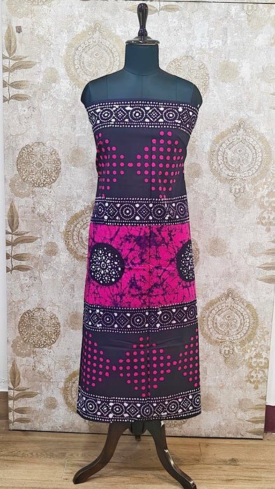 Rani 120's Soft Mul Mul Cotton Batic Top Material - Purple With Pink