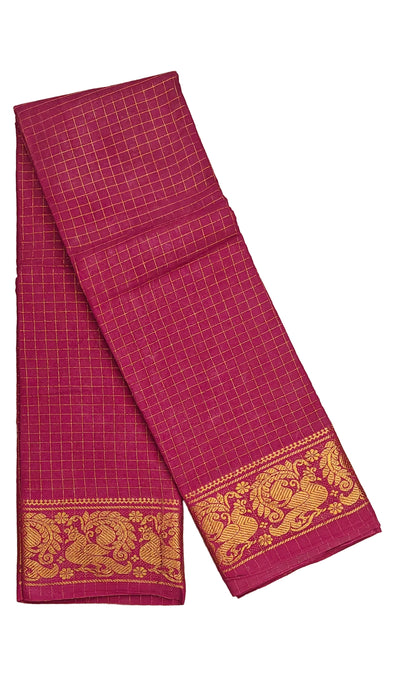 Sungudi Cotton Zari Checks Saree – Handcrafted Elegance from Madurai -Maroon