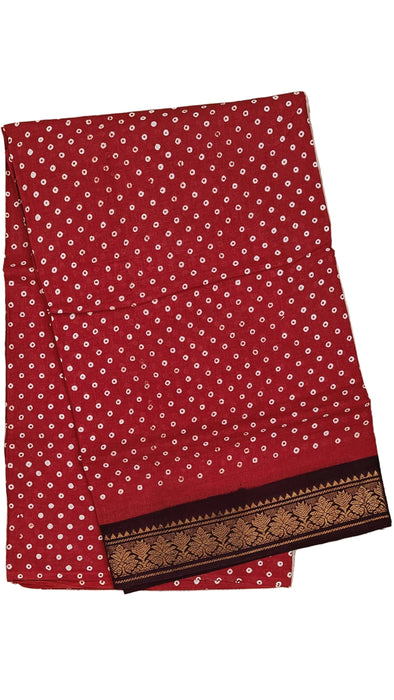 Rani Sungudi Cotton Saree One Side Small Border - Polkadot