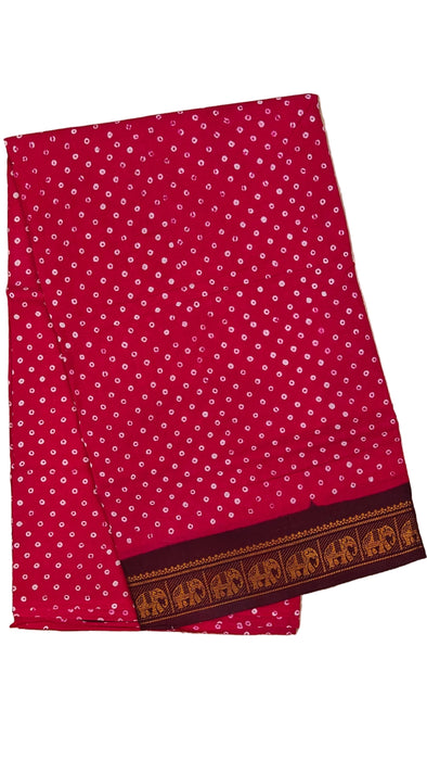 Rani Sungudi Cotton Saree One Side Small Border - Polkadot