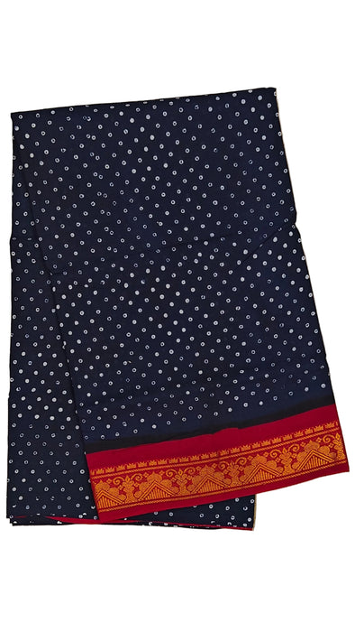 Rani Sungudi Cotton Saree One Side Small Border - Polkadot