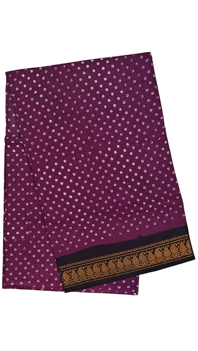 Rani Sungudi Cotton Saree One Side Small Border - Polkadot
