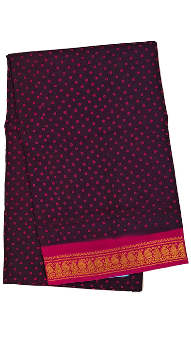 Rani Sungudi Cotton Saree One Side Small Border - Polkadot