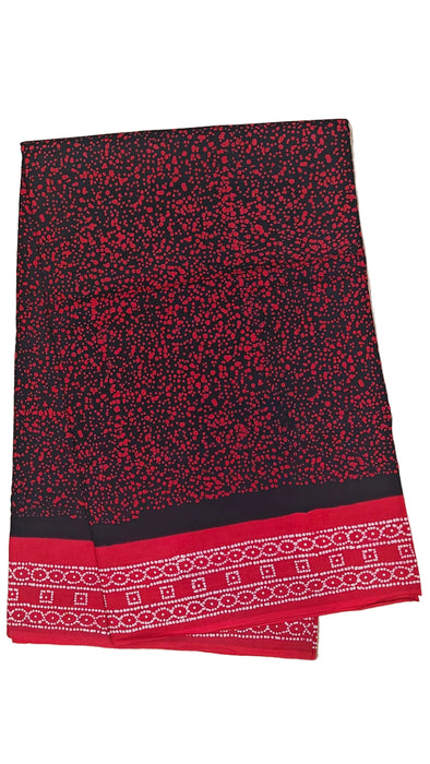 Rani 120's  Sungudi Cotton Sarees Without Zari Border Thelicha Print-Black-Red