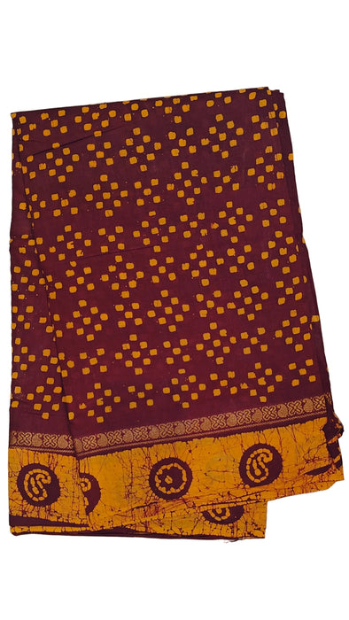 Rani Sungudi Cotton Saree Double Side Border-Brown