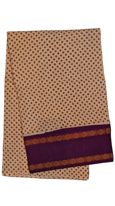 Rani Sungudi Cotton Saree Oneside Rudhraksham Contrast-Sandal With Purple