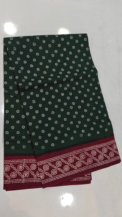 Rani Sungudi Cotton Sarees  Without Zari Flower Dot With Blouse