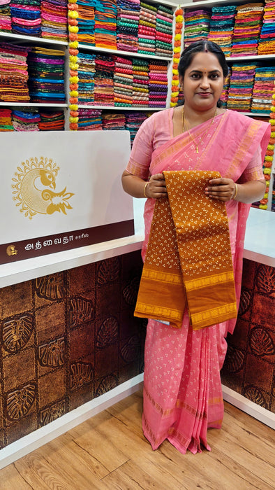 Rani Sungudi Cotton Doubleside Self Annamayil Border Three Dot