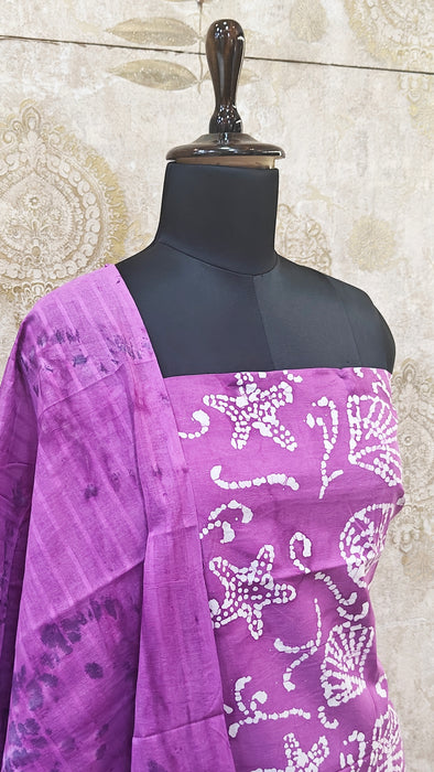 Rani Sungudi Cotton Salwar Material - Magenta