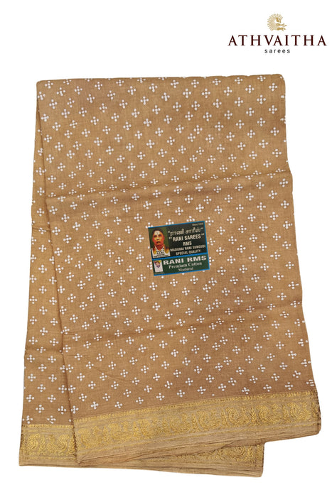 Heritage Rani Flower Dot With Peacock Border -Self