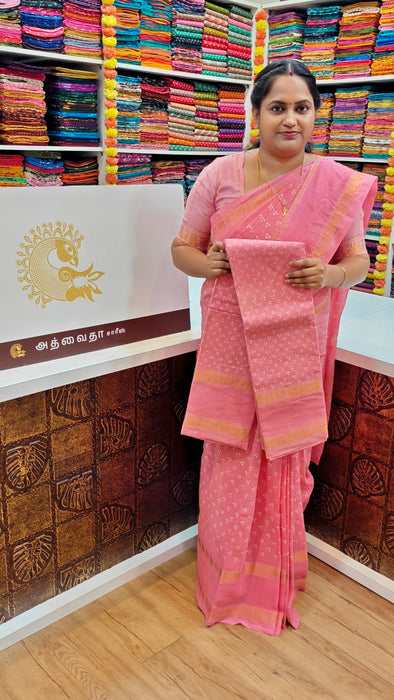 Rani Sungudi Cotton Doubleside Self Annamayil Border Three Dot