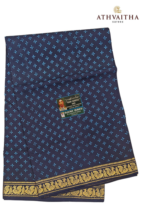 Heritage Rani Flower Dot With Peacock Border -Self