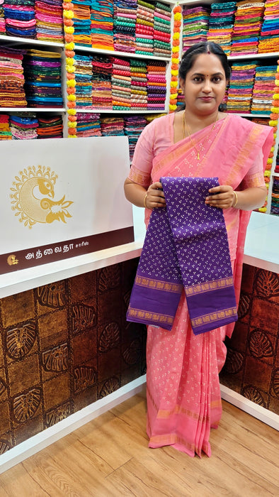Rani Sungudi Cotton Doubleside Self Annamayil Border Three Dot