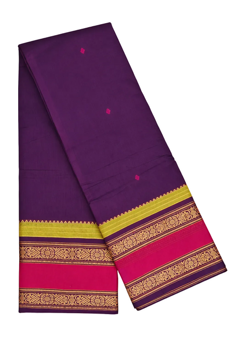 Rani Handloom Rich Cotton Saree – DarkPurple Thread Border