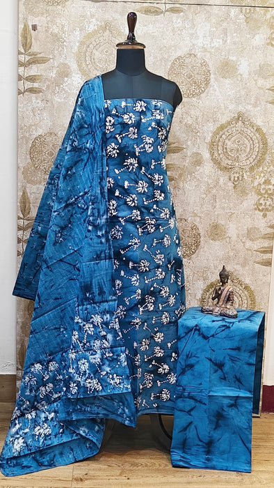 Rani Sungudi Cotton Salwar Material - Blue