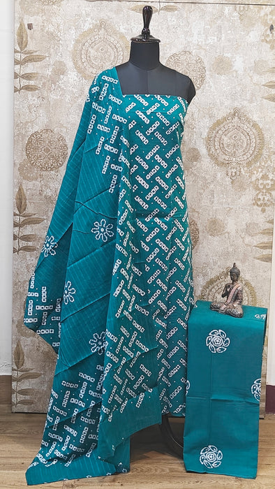 Rani Sungudi Cotton Salwar Material - RamaGreen