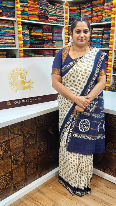 Floral-Sungudi-cotton-saree-hand-printed