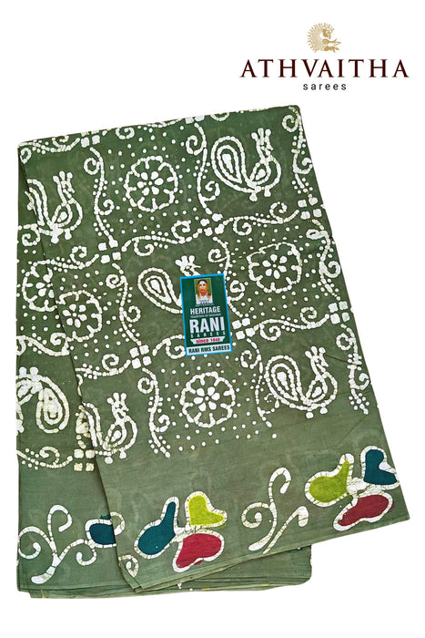 Rani Sungudi Cotton Without Zari Border With Blouse - Hand Art