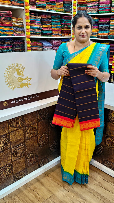 Rani Sungudi Cotton Saree With Doubleside Contrast Border Veldhari - Coffee.Brown-Red