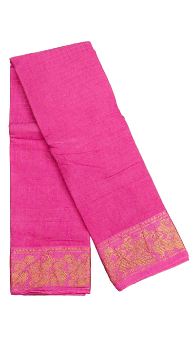 Sungudi Cotton Zari Checks Saree – Handcrafted Elegance from Madurai -BabyPink