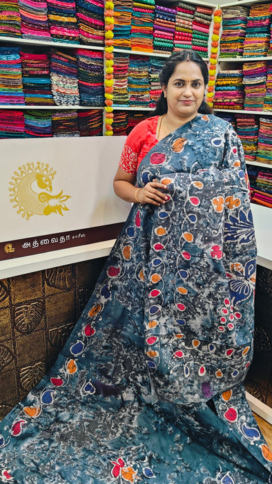 Rani Sungudi Cotton Sarees Without Zari Bathic Art