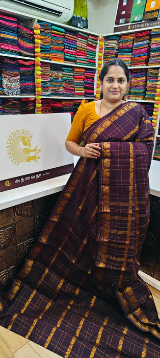 Rani Sungudi Cotton Sarees Veldhari Checks Self
