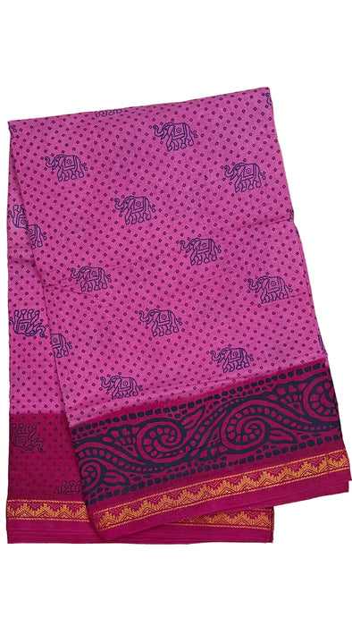 Rani Sungudi Cotton Sarees 1 Inch Double Side Border - Pink