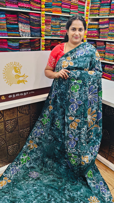 Rani Sungudi Cotton Sarees Without Zari Bathic Art