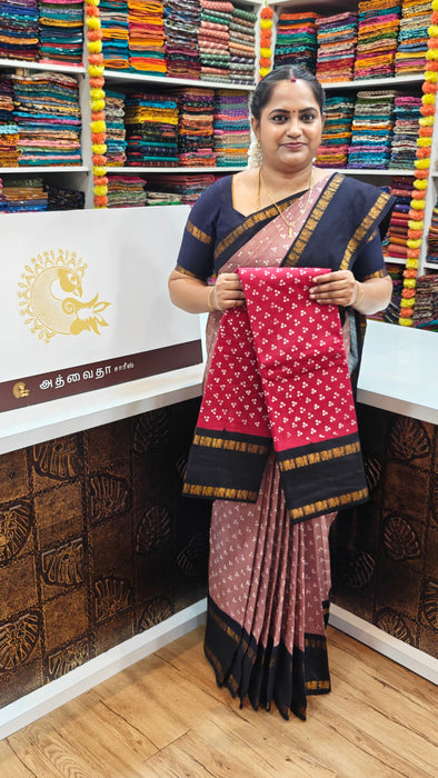 Rani Sungudi Cotton 3 Dot With Doubleside Annamayil Contrast Border