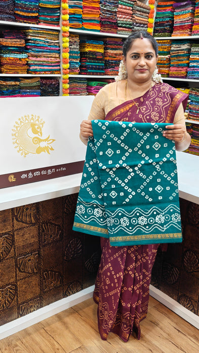 Rani Sungudi Saree Doubleside 1inch Border Self - Fancy Chakra Bandini