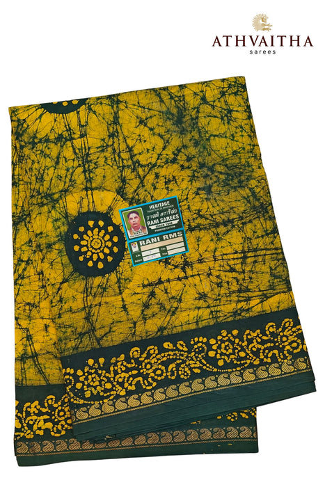 Rani Sungudi Madurai Cotton Shibori With Contrast 1inchZari Border  - 10.5Yards Madisar