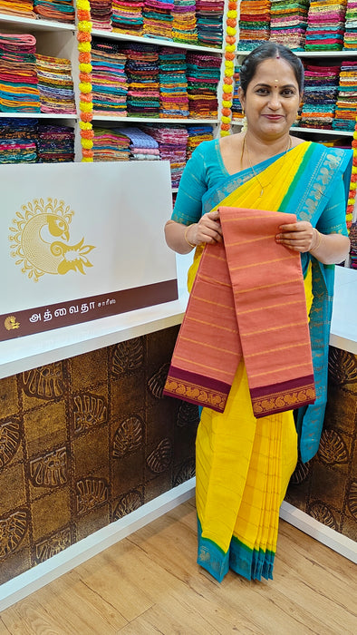 Rani Sungudi Cotton Saree With Doubleside Contrast Border Veldhari - RedSoil-Purple