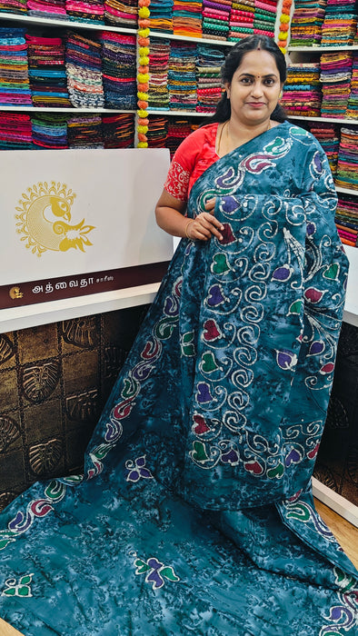 Rani Sungudi Cotton Sarees Without Zari Bathic Art
