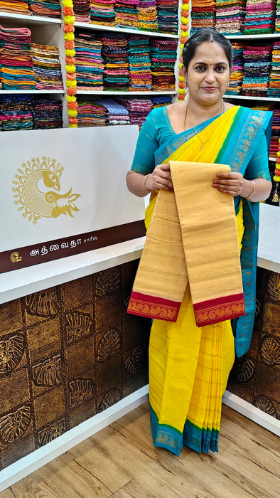 Rani Sungudi Cotton Saree With Doubleside Contrast Border Veldhari - Sandal-Maroon