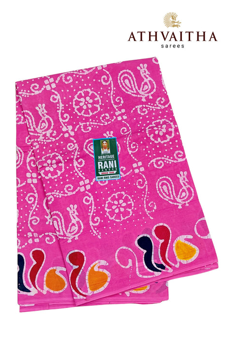 Rani Sungudi Cotton Without Zari Border With Blouse - Hand Art