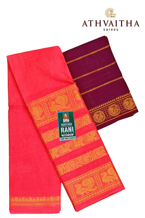 Rani Sungudi Sarees 120's Lotus Self Fancy Doubleside Border With Blouse